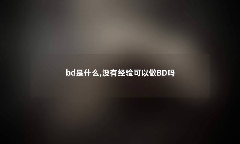 bd是什么,没有经验可以做BD吗