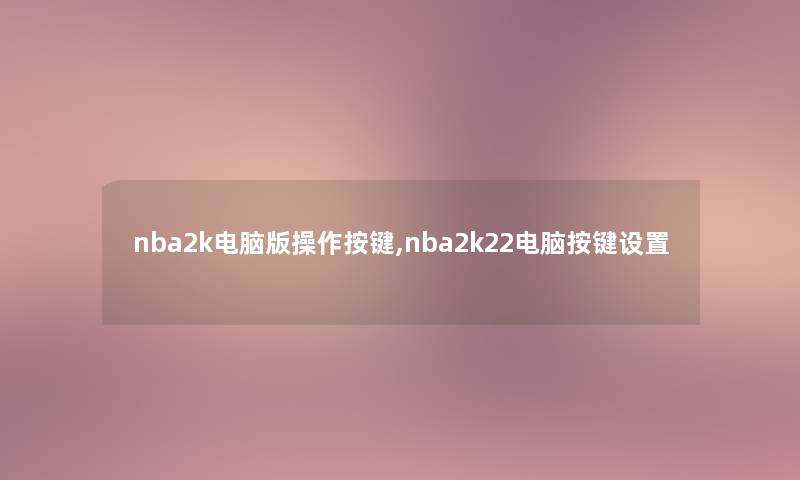 nba2k电脑版操作按键,nba2k22电脑按键设置