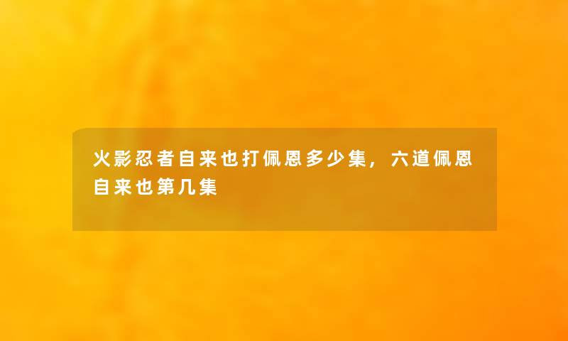 火影忍者自来也打佩恩多少集,六道佩恩自来也第几集