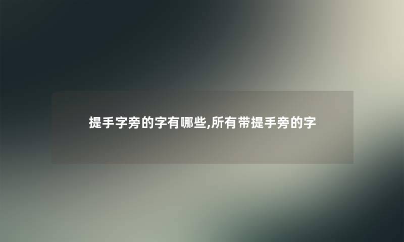 提手字旁的字有哪些,所有带提手旁的字