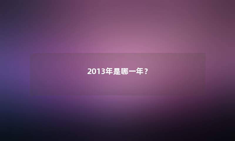 2013年是哪一年？