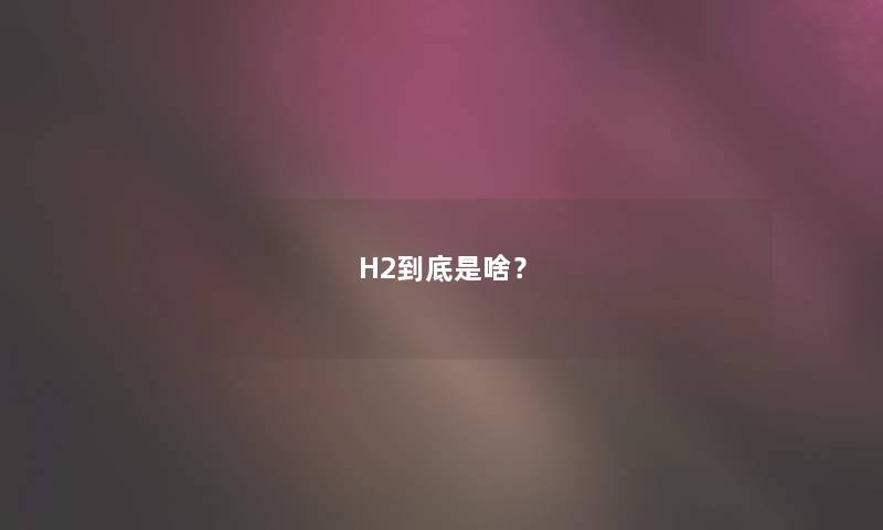 H2到底是啥？