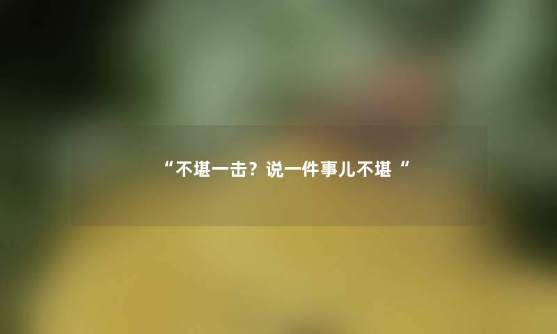 “不堪一击？说一件事儿不堪“