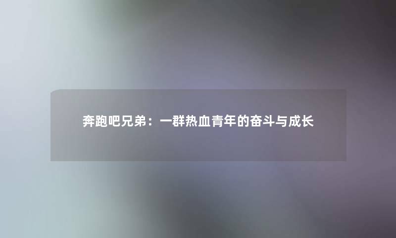 奔跑吧兄弟：一群热血青年的奋斗与成长