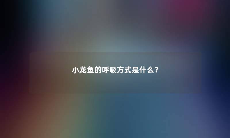 小龙鱼的呼吸方式是什么？