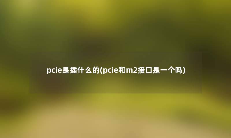 pcie是插什么的(pcie和m2接口是一个吗)