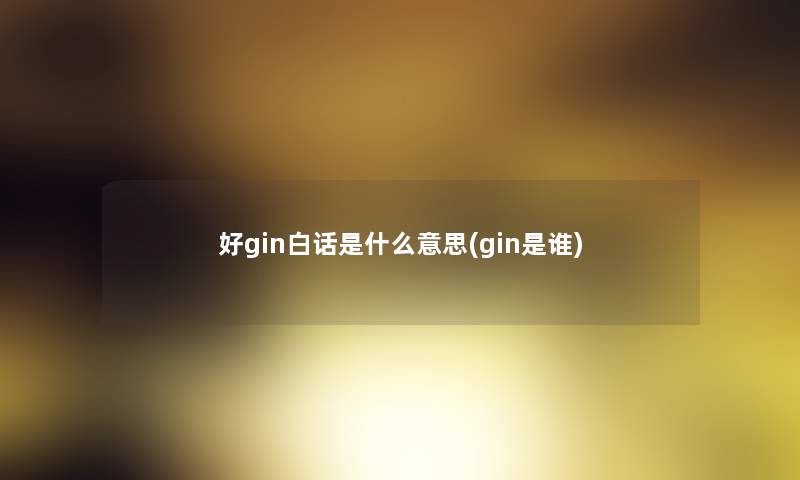 好gin白话是什么意思(gin是谁)