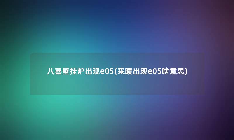 八喜壁挂炉出现e05(采暖出现e05啥意思)