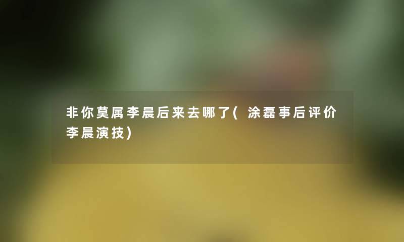 非你莫属李晨后来去哪了(涂磊事后评价李晨演技)