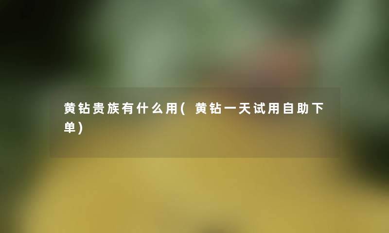 黄钻贵族有什么用(黄钻一天试用自助下单)