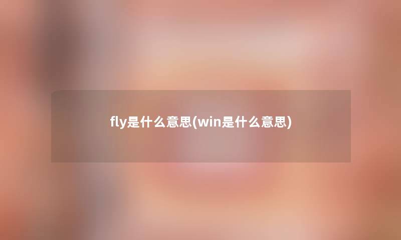 fly是什么意思(win是什么意思)