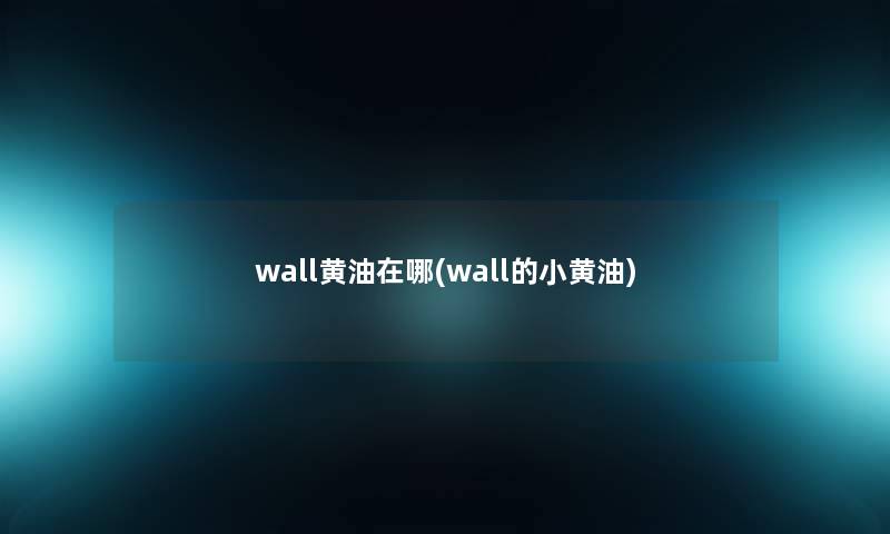 wall黄油在哪(wall的小黄油)