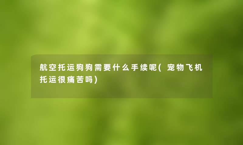 航空托运狗狗需要什么手续呢(宠物飞机托运很痛苦吗)