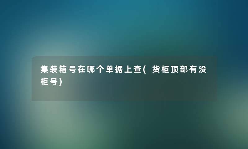 集装箱号在哪个单据上查(货柜顶部有没柜号)