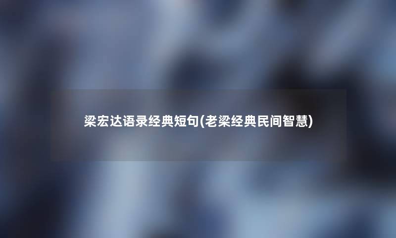 梁宏达语录经典短句(老梁经典民间)