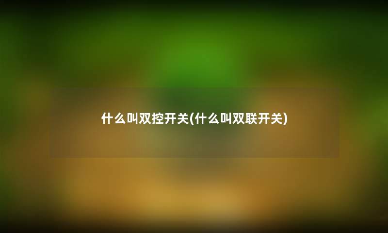 什么叫双控开关(什么叫双联开关)