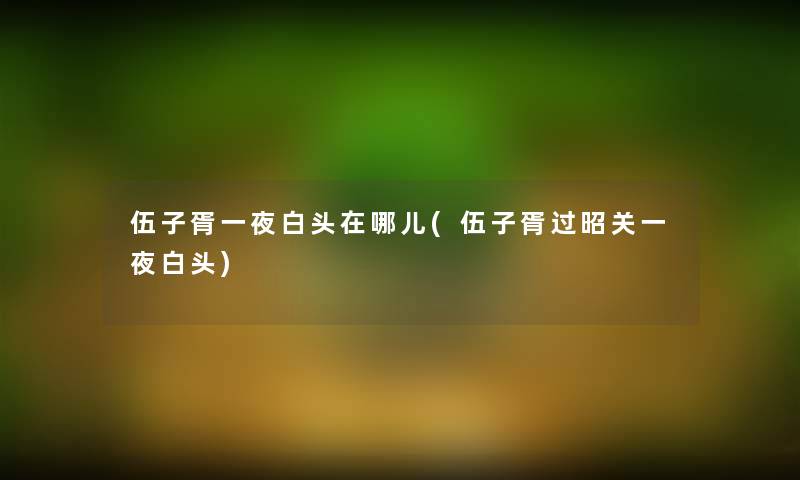 伍子胥一夜白头在哪儿(伍子胥过昭关一夜白头)