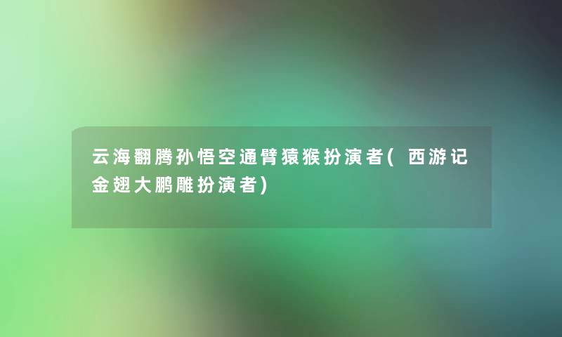 云海翻腾孙悟空通臂猿猴扮演者(西游记金翅大鹏雕扮演者)