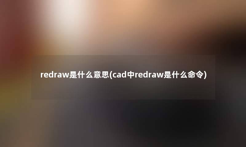 redraw是什么意思(cad中redraw是什么命令)