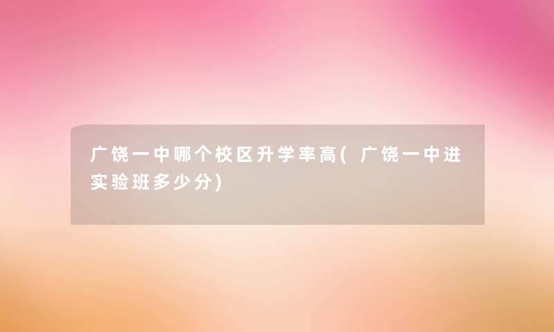 广饶一中哪个校区升学率高(广饶一中进实验班多少分)