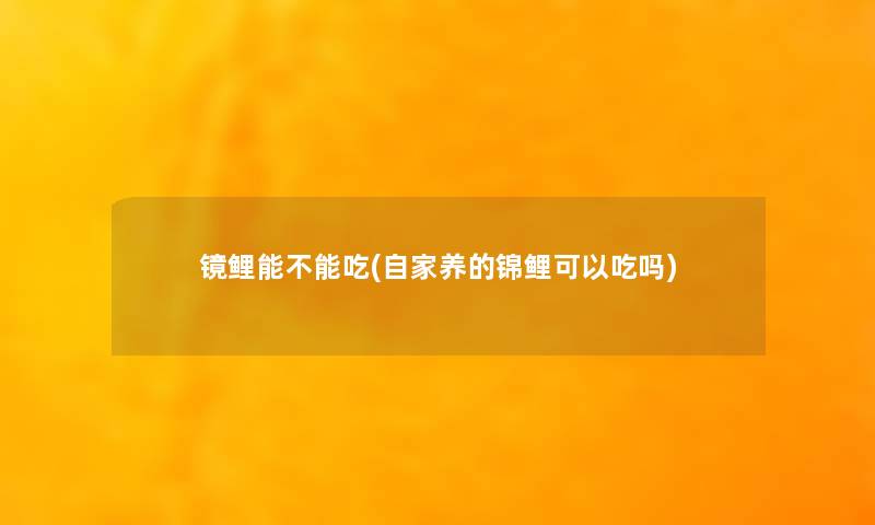 镜鲤能不能吃(自家养的锦鲤可以吃吗)