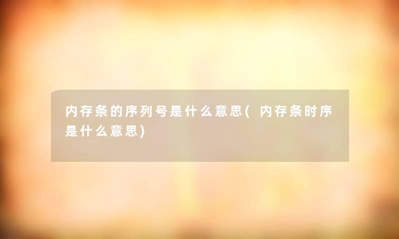 内存条的序列号是什么意思(内存条时序是什么意思)