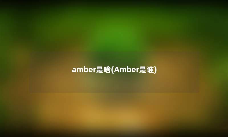 amber是啥(Amber是谁)