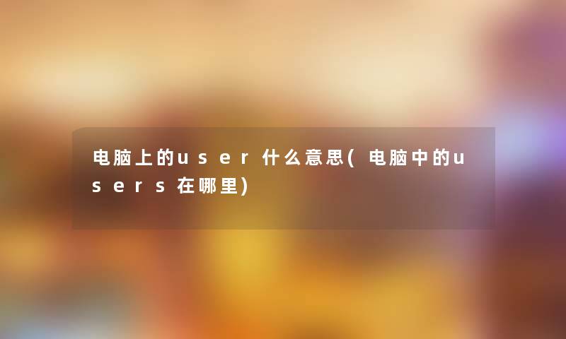 电脑上的user什么意思(电脑中的users在哪里)