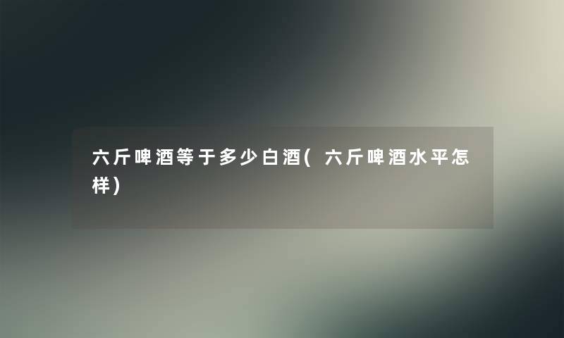 六斤啤酒等于多少白酒(六斤啤酒水平怎样)