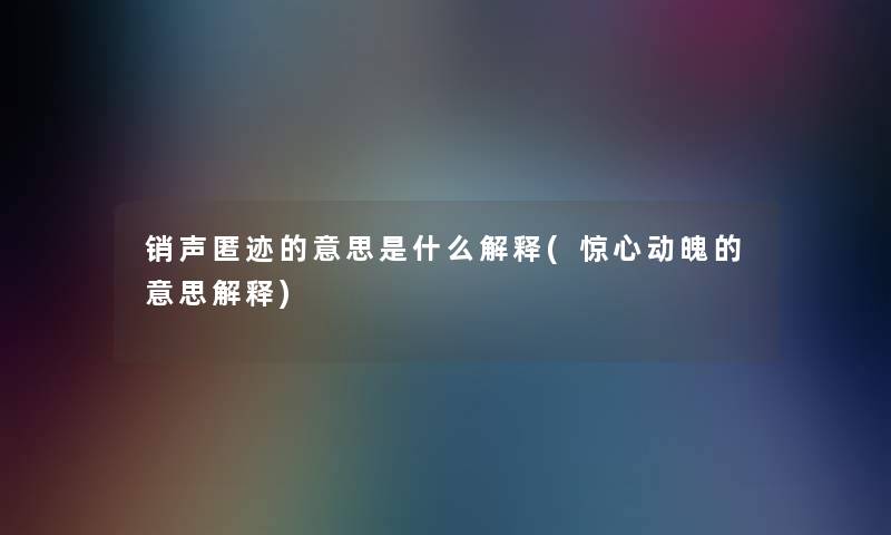 销声匿迹的意思是什么解释(惊心动魄的意思解释)