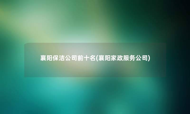 襄阳保洁公司前十名(襄阳家政服务公司)