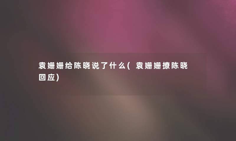 袁姗姗给陈晓说了什么(袁姗姗撩陈晓 回应)