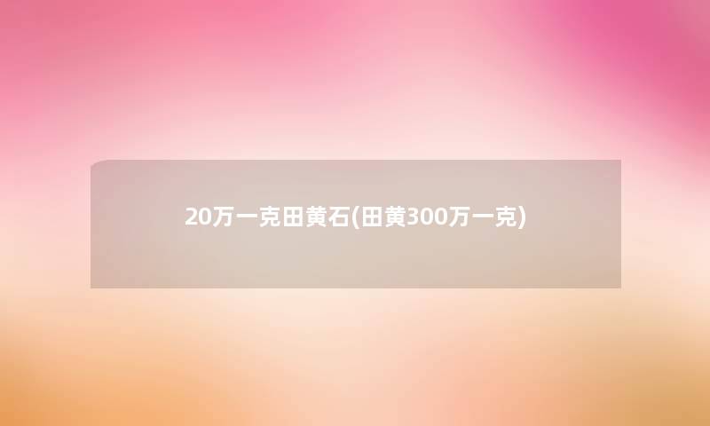 20万一克田黄石(田黄300万一克)