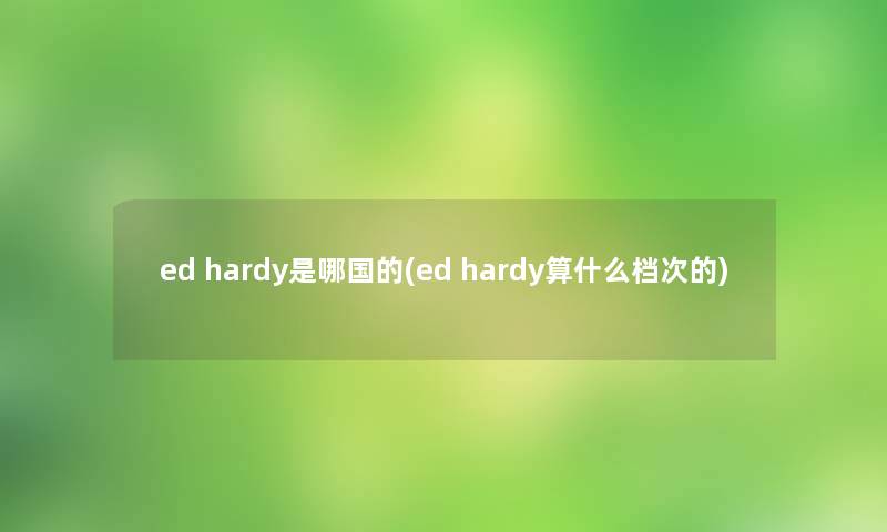 ed hardy是哪国的(ed hardy算什么档次的)