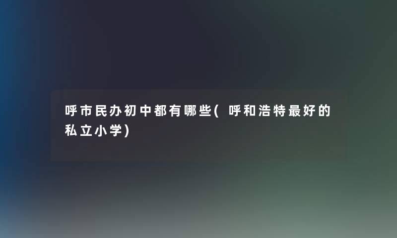 呼市民办初中都有哪些(呼和浩特好的私立小学)