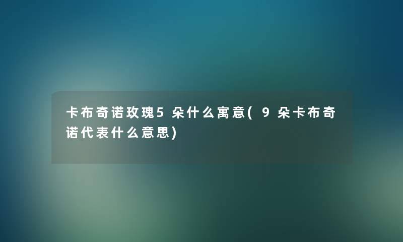 卡布奇诺玫瑰5朵什么寓意(9朵卡布奇诺代表什么意思)