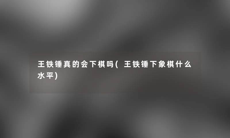 王铁锤真的会下棋吗(王铁锤下象棋什么水平)