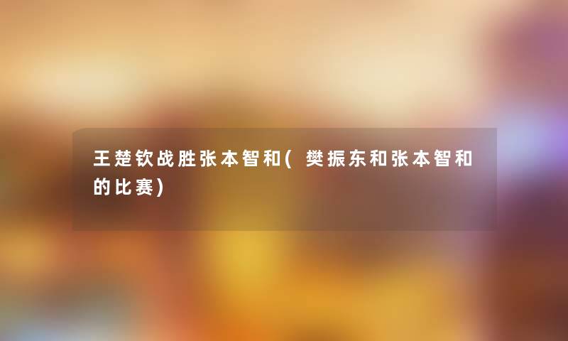 王楚钦战胜张本智和(樊振东和张本智和的比赛)