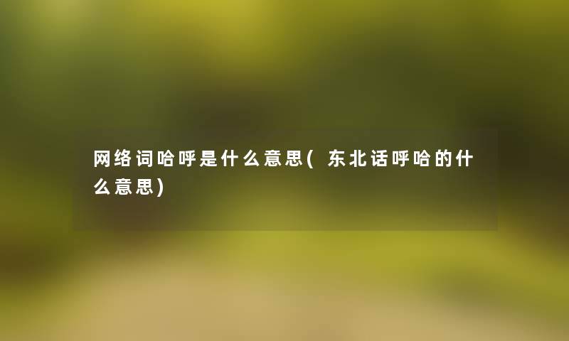 网络词哈呼是什么意思(东北话呼哈的什么意思)