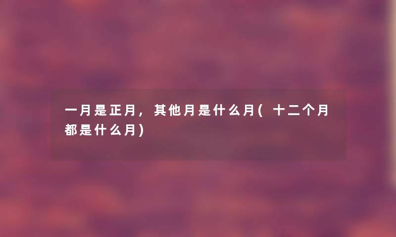 一月是正月,其他月是什么月(十二个月都是什么月)