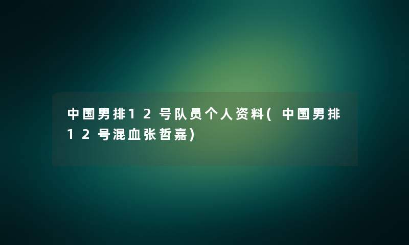 中国男排12号队员个人资料(中国男排12号混血张哲嘉)