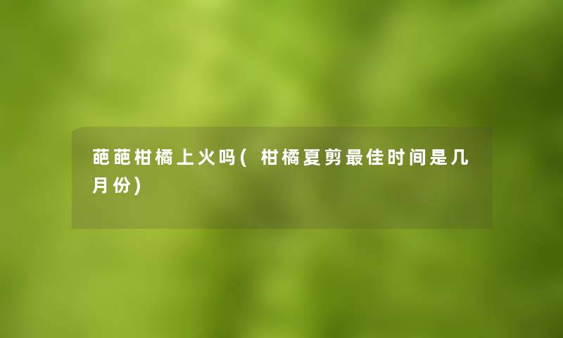 葩葩柑橘上火吗(柑橘夏剪理想时间是几月份)