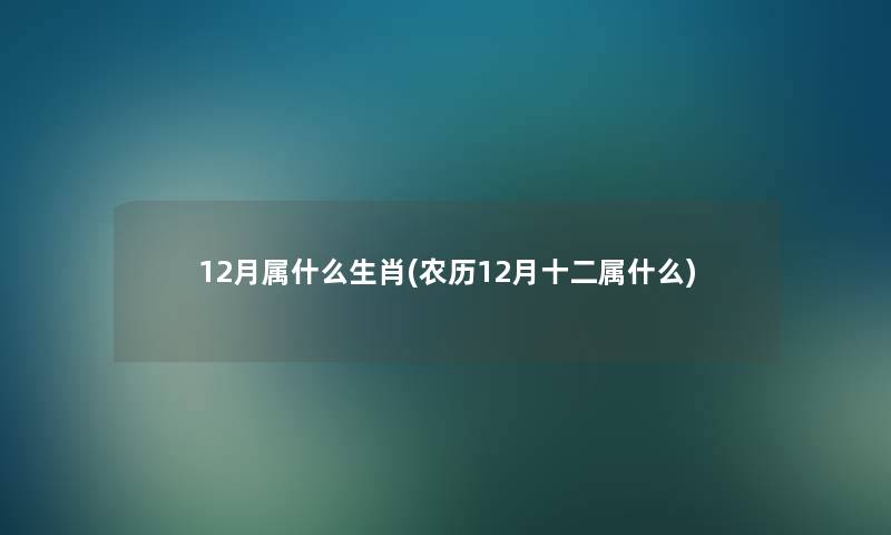 12月属什么生肖(农历12月十二属什么)