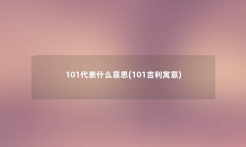 101代表什么意思(101吉利寓意)