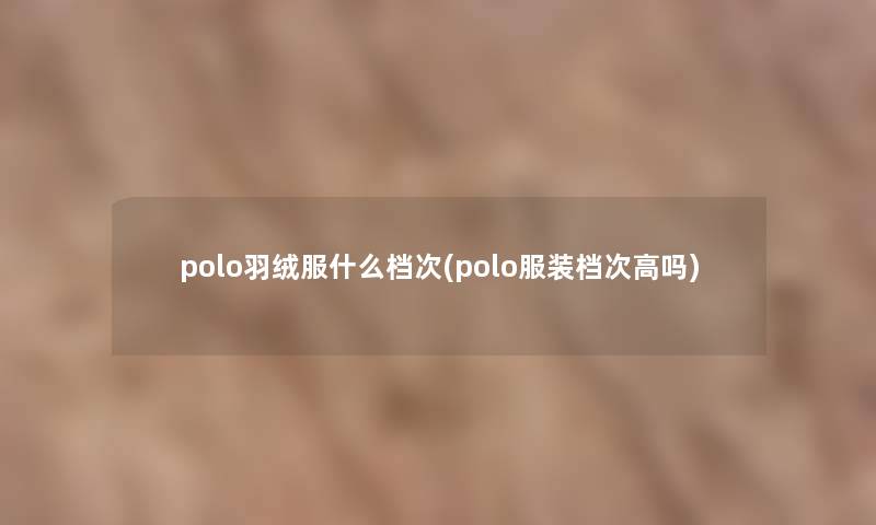 polo羽绒服什么档次(polo服装档次高吗)