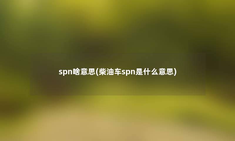 spn啥意思(柴油车spn是什么意思)