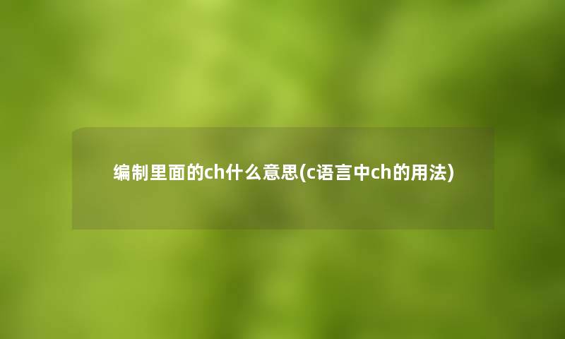 编制里面的ch什么意思(c语言中ch的用法)