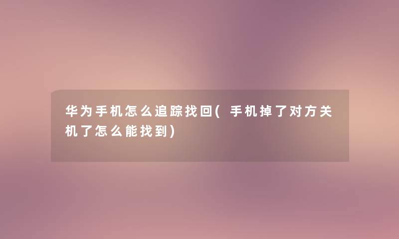 华为手机怎么追踪找回(手机掉了对方关机了怎么能找到)