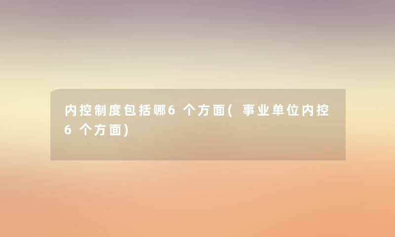 内控制度包括哪6个方面(事业单位内控6个方面)