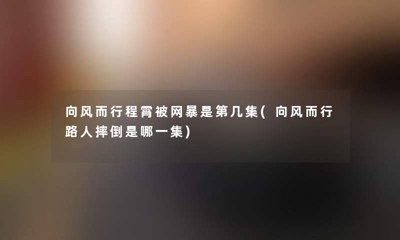 向风而行程霄被网暴是第几集(向风而行路人摔倒是哪一集)